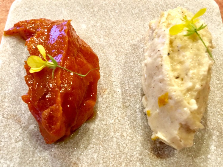 manteca colorá de cochinita pibil y mantequilla enchilada con salsa kut